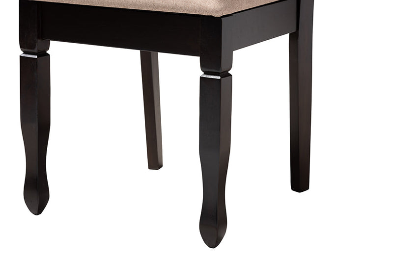 Amira Modern Sand Fabric and Dark Brown 5-Piece Dining Set Baxton