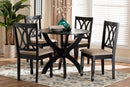 Amira Modern Sand Fabric and Dark Brown 5-Piece Dining Set Baxton