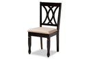 Asgart Sand Fabric Upholstered Espresso Brown Dining Chair Set of 4 Baxton