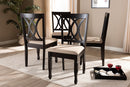 Asgart Sand Fabric Upholstered Espresso Brown Dining Chair Set of 4 Baxton