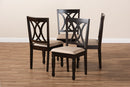 Asgart Sand Fabric Upholstered Espresso Brown Dining Chair Set of 4 Baxton