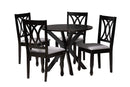 Linn Modern Gray Fabric and Espresso Brown 5-Piece Dining Set Baxton