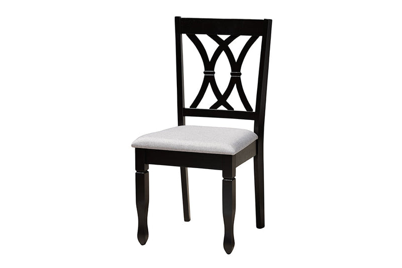 Linn Modern Gray Fabric and Espresso Brown 5-Piece Dining Set Baxton