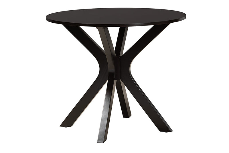 Linn Modern Gray Fabric and Espresso Brown 5-Piece Dining Set Baxton