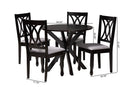 Linn Modern Gray Fabric and Espresso Brown 5-Piece Dining Set Baxton
