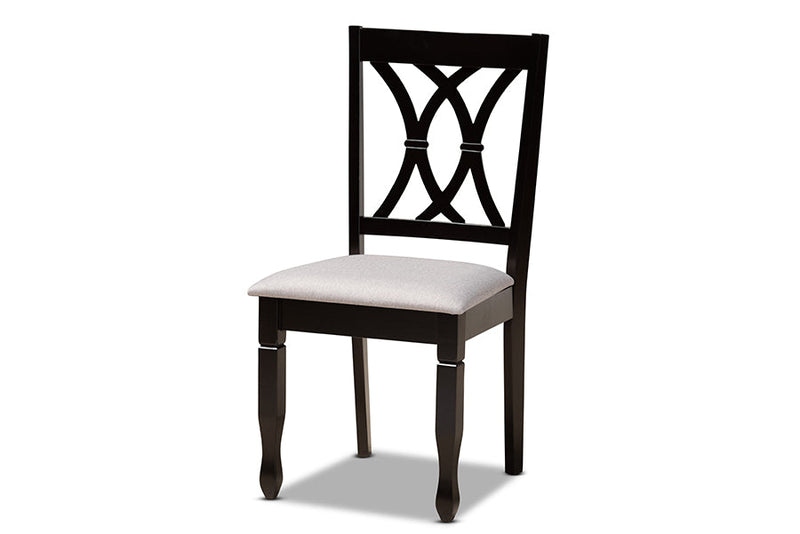 Norwich Gray Fabric Upholstered and Dark Brown 5-Piece Dining Set Baxton