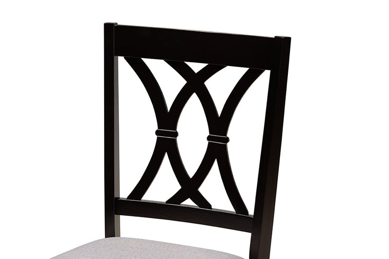 Norwich Gray Fabric Upholstered and Dark Brown 5-Piece Dining Set Baxton