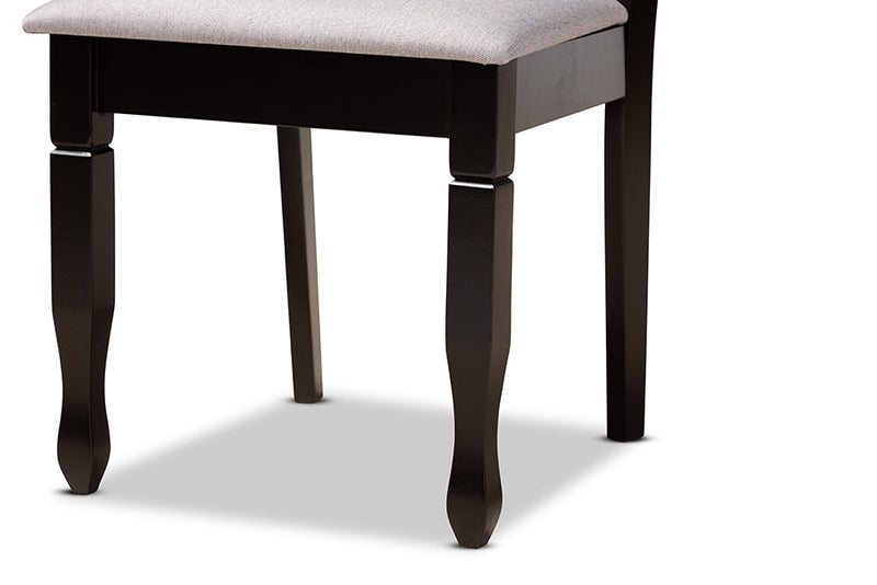 Norwich Gray Fabric Upholstered and Dark Brown 5-Piece Dining Set Baxton