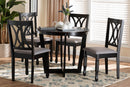Cerne Modern Gray Fabric and Dark Brown 5-Piece Dining Set Baxton