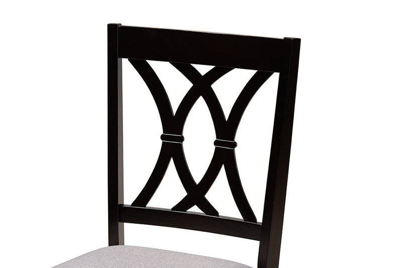 Nefeli Modern Gray Fabric and Dark Brown 5-Piece Dining Set Baxton