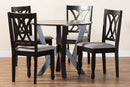 Nefeli Modern Gray Fabric and Dark Brown 5-Piece Dining Set Baxton