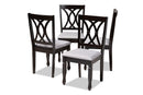 Asgart Gray Fabric Upholstered Espresso Brown Dining Chair Set of 4 Baxton