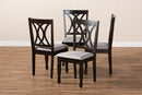 Asgart Gray Fabric Upholstered Espresso Brown Dining Chair Set of 4 Baxton