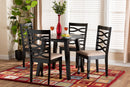 Vadim Modern Beige Fabric and Dark Brown 5-Piece Dining Set Baxton