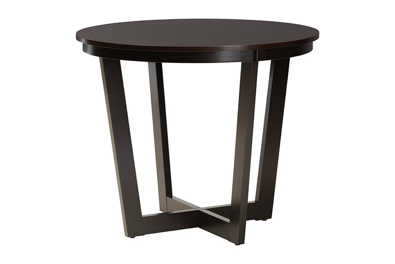 Amalie Modern Sand Fabric and Dark Brown 5-Piece Dining Set Baxton