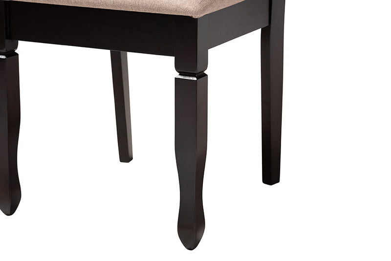 Amalie Modern Sand Fabric and Dark Brown 5-Piece Dining Set Baxton