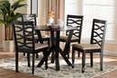 Betiana Modern Sand Fabric and Dark Brown 5-Piece Dining Set Baxton