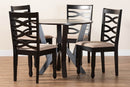 Betiana Modern Sand Fabric and Dark Brown 5-Piece Dining Set Baxton