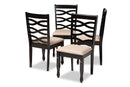 Maliyah Sand Fabric Upholstered Espresso Brown Dining Chair Set of 4 Baxton