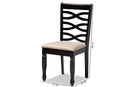 Maliyah Sand Fabric Upholstered Espresso Brown Dining Chair Set of 4 Baxton
