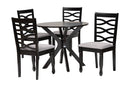 Meltem Modern Gray Fabric and Dark Brown 5-Piece Dining Set Baxton