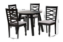 Elias Modern Gray Fabric and Dark Brown 5-Piece Dining Set Baxton