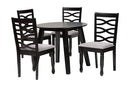 Elias Modern Gray Fabric and Dark Brown 5-Piece Dining Set Baxton