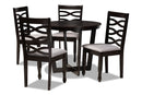 Amalie Gray Fabric Upholstered and Dark Brown 5-Piece Dining Set Baxton