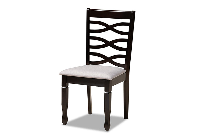Amalie Gray Fabric Upholstered and Dark Brown 5-Piece Dining Set Baxton