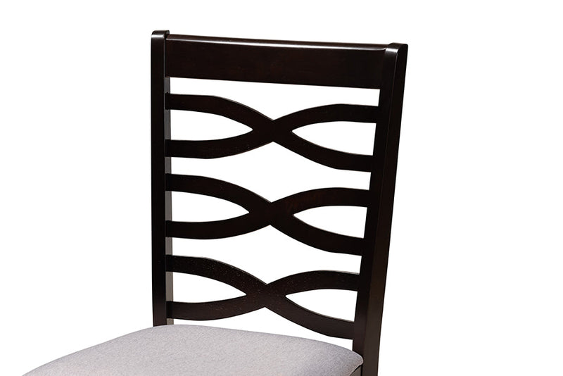 Amalie Gray Fabric Upholstered and Dark Brown 5-Piece Dining Set Baxton