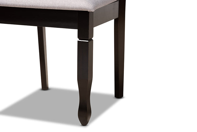 Amalie Gray Fabric Upholstered and Dark Brown 5-Piece Dining Set Baxton