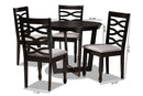 Amalie Gray Fabric Upholstered and Dark Brown 5-Piece Dining Set Baxton