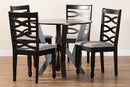 Betiana Modern Gray Fabric and Dark Brown 5-Piece Dining Set Baxton