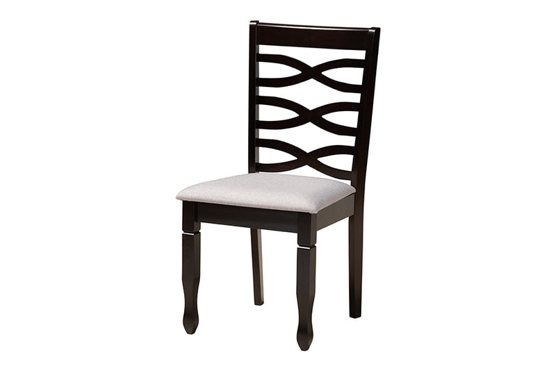 Darien Modern Gray Fabric and Dark Brown 5-Piece Dining Set Baxton