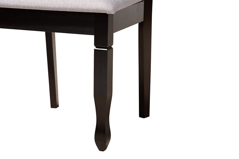 Darien Modern Gray Fabric and Dark Brown 5-Piece Dining Set Baxton