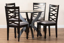 Darien Modern Gray Fabric and Dark Brown 5-Piece Dining Set Baxton
