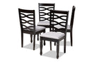 Maliyah Gray Fabric Upholstered Espresso Brown Dining Chair Set of 4 Baxton