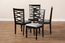 Maliyah Gray Fabric Upholstered Espresso Brown Dining Chair Set of 4 Baxton