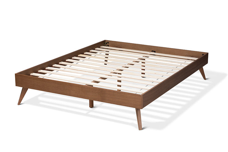 Mabyn Walnut Brown King Size Platform Bed Baxton