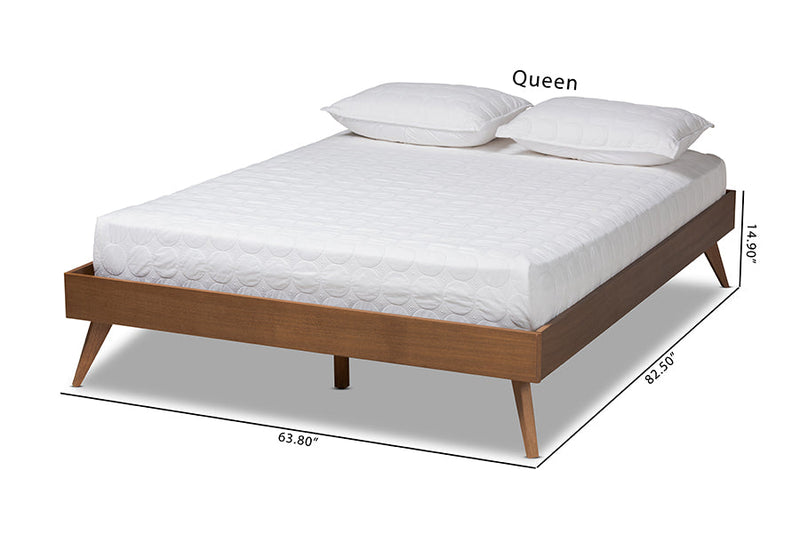 Mabyn Walnut Brown King Size Platform Bed Baxton