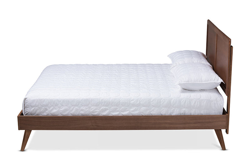Farrah Walnut Brown Queen Size Platform Bed Baxton
