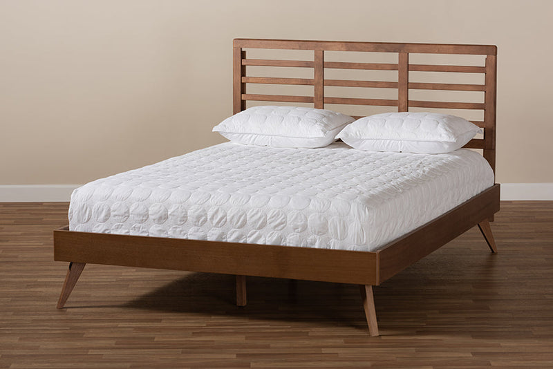 Trina Walnut Brown King Size Platform Bed Baxton