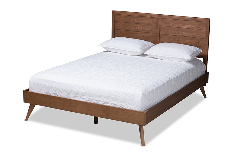 Aislin Mid-Century Modern Walnut Brown Finished Wood Full Size Platform Bed