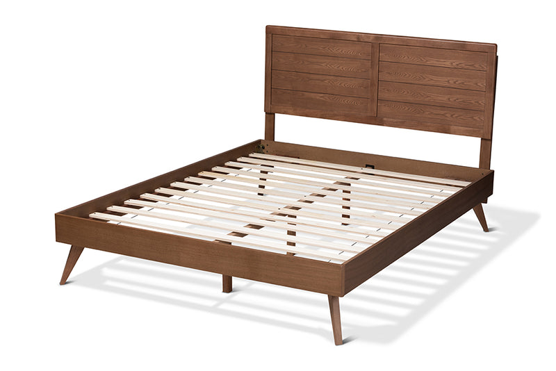 Aislin Mid-Century Modern Walnut Brown Finished Wood Full Size Platform Bed