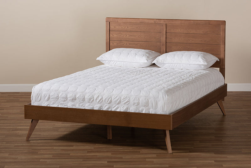 Aislin Walnut Brown Queen Size Platform Bed Baxton