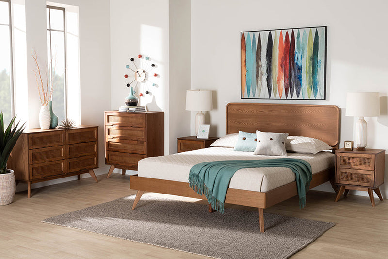 Castello Walnut Brown Full Size 5-Piece Bedroom Set Baxton