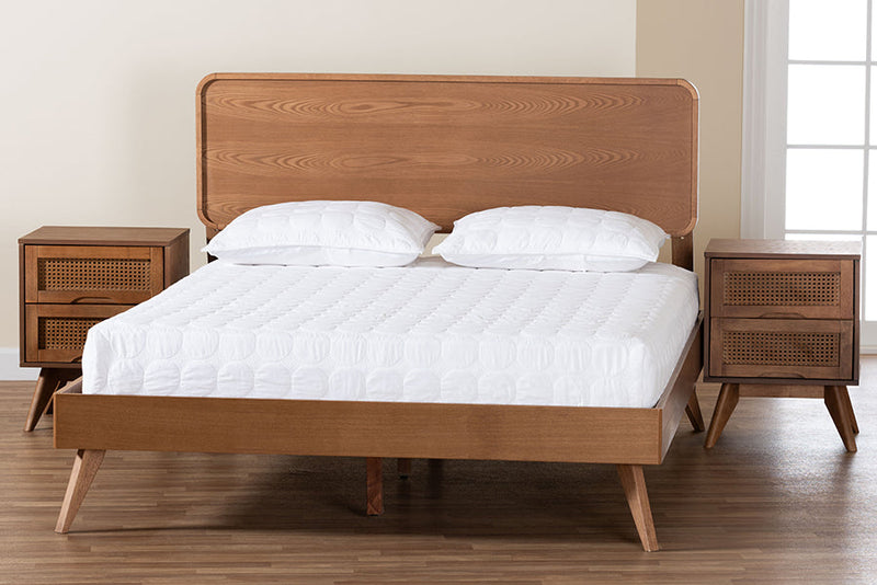Castello Walnut Brown Queen Size 3-Piece Bedroom Set Baxton