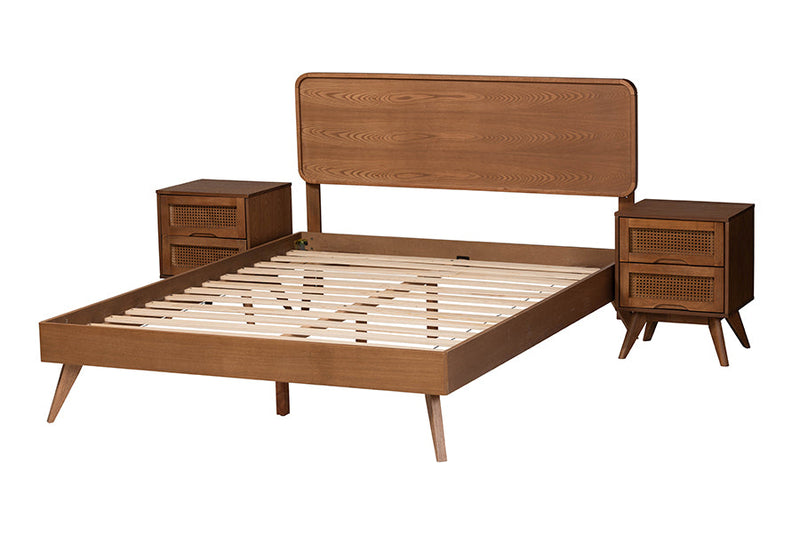 Castello Walnut Brown Full Size 3-Piece Bedroom Set Baxton
