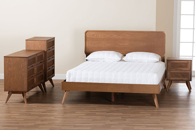 Castello Walnut Brown Queen Size 4Pc Bedroom Set Baxton