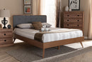 Henson Dark Gray Fabric Walnut Brown Full Size Platform Bed Baxton
